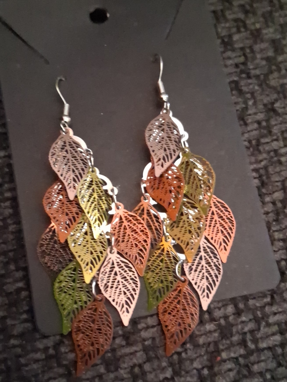 $8 Each Or Bundle 5/$20 Brown & Green Leaf Dangle Earrings - Picture 8 of 12